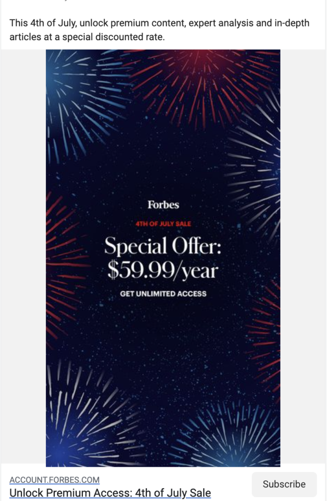 Forbes Facebook ad